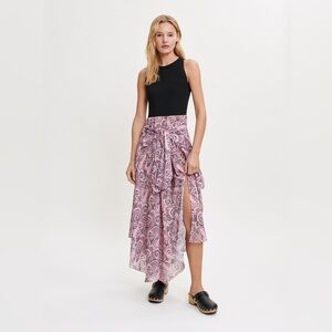 Maje Rapripollo Paisley Print Boho Wrap Maxi Dress Size Small Asymmetric Skirt